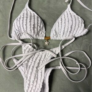 White Textured Bikini Set